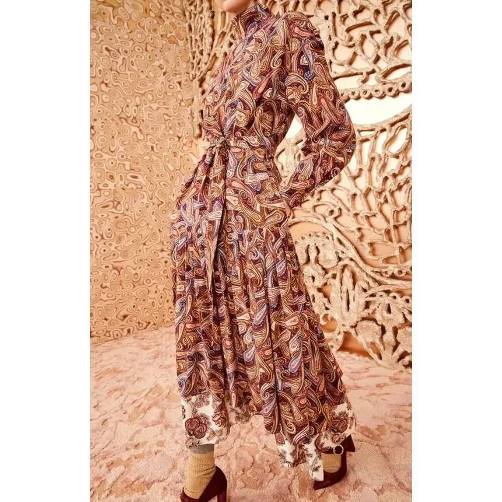 ULLA JOHNSON Paisley Print Wool Twill Adira Dress New With Tags Size 0